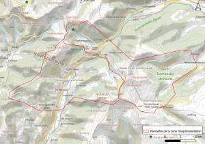 Carte périmètre zone expérimentale randonnée plan local lioran